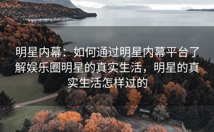 明星内幕：如何通过明星内幕平台了解娱乐圈明星的真实生活，明星的真实生活怎样过的