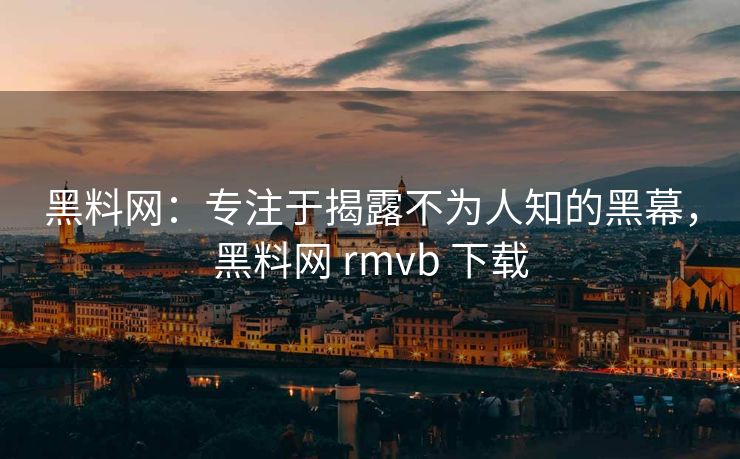 黑料网：专注于揭露不为人知的黑幕，黑料网 rmvb 下载